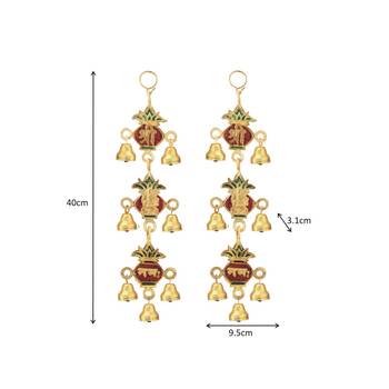 Shree Ganesha nama Kalash  shaped hanging pair with bells in metal 2
