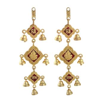 Door hanging set of 2 pc in metal with bells shree ganesha nama motiff 1