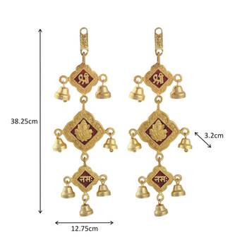 Door hanging set of 2 pc in metal with bells shree ganesha nama motiff 2