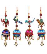 Door Hanging set of 4 pc elephant , Peacock , Parrot and Camel with decorative thread ball