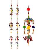 Door Hanging pair with Paper machie 3 Umbrella and 3 Elephant with Pumpum