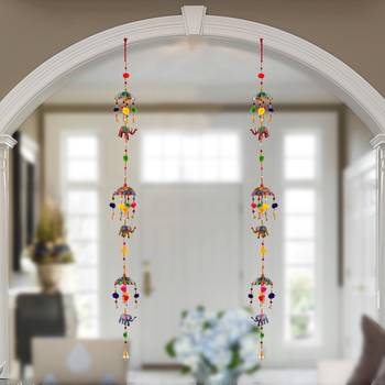 Door Hanging pair with Paper machie 3 Umbrella and 3 Elephant with Pumpum 2