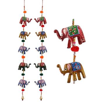 Door Hanging pair of 5 paper machie elephants with pumpum 1