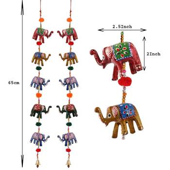 Door Hanging pair of 5 paper machie elephants with pumpum 2