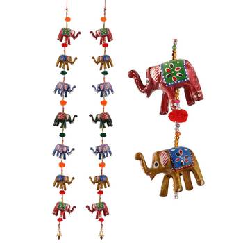 Door Hanging pair of 7 paper machie elephants with pumpum 2