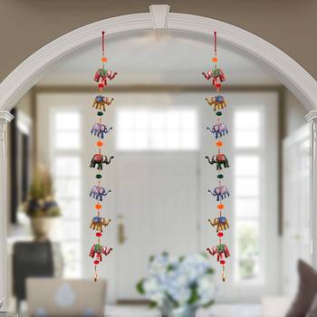 Door Hanging pair of 7 paper machie elephants with pumpum 1