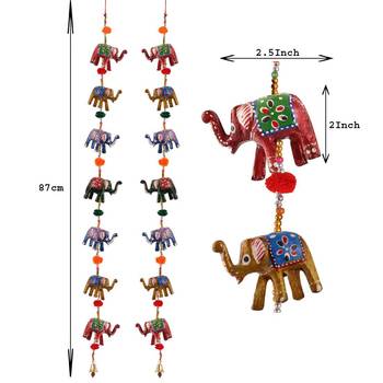 Door Hanging pair of 7 paper machie elephants with pumpum 3