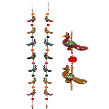 Door Hanging pair of 7 paper machie Peacock with pumpum 1