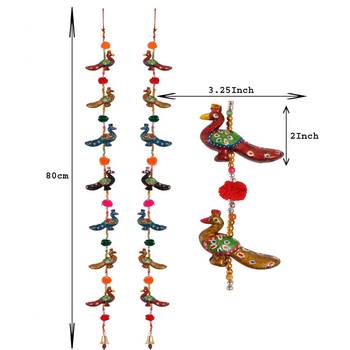 Door Hanging pair of 7 paper machie Peacock with pumpum 3