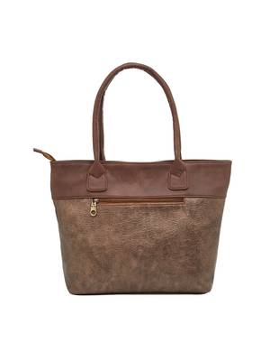 Tarusa copper faux leather solid tote bag for women 4