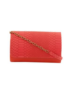 Tarusa orange  faux leather snake work sling bag for women 1