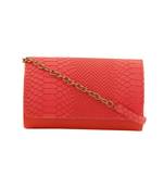Tarusa orange  faux leather snake work sling bag for women