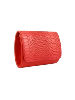 Tarusa orange  faux leather snake work sling bag for women 3