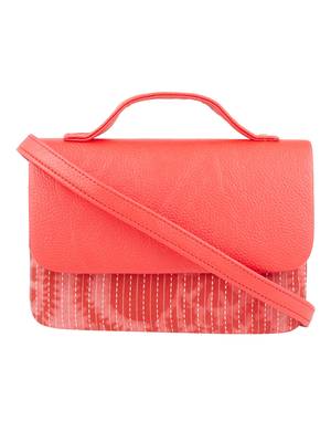 Tarusa red cotton abstract  sling bag for women 1