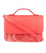 Tarusa red cotton abstract  sling bag for women