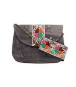 Tarusa slate grey cotton printed sling bag for women