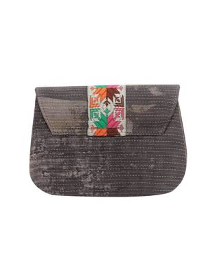 Tarusa slate grey cotton printed sling bag for women 4