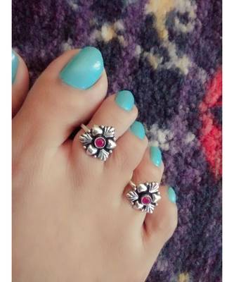 Pink Stone Toe  Ring 1