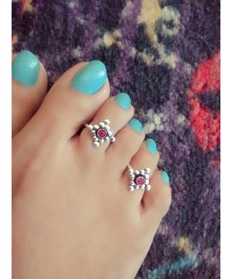 Pink Stone Toe  Ring 1