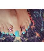 Pink And White Stone Toe Ring