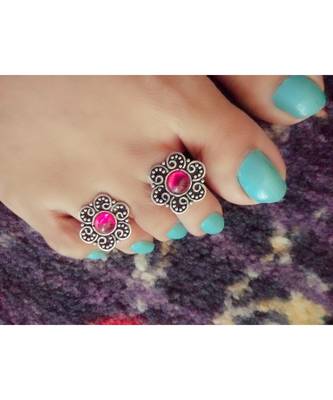 Pink Stone Toe  Ring 1