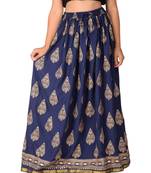 blue printed rayon skirts