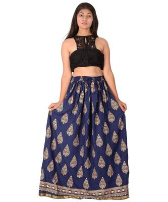 blue printed rayon skirts 4