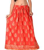 Red printed rayon skirts
