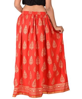 Red printed rayon skirts 3