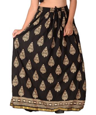 Black printed rayon skirts 2