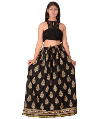 Black printed rayon skirts 4