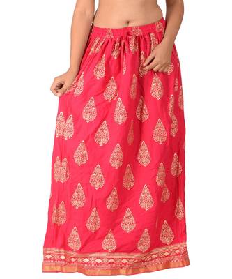 Pink printed rayon skirts 1