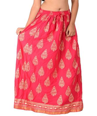 Pink printed rayon skirts 2