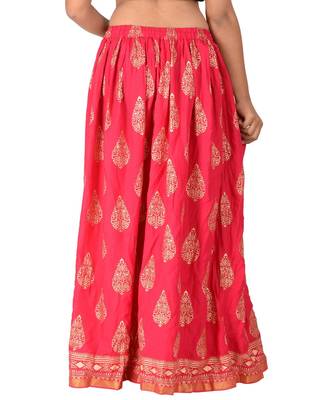 Pink printed rayon skirts 3