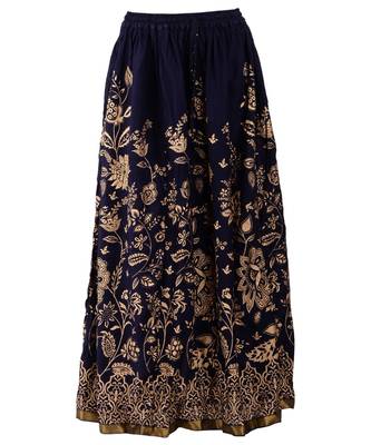 blue printed rayon skirts 1