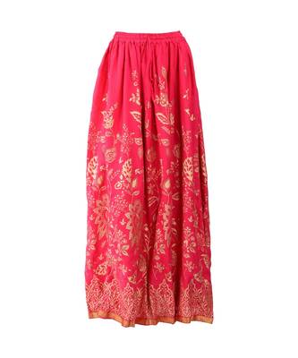 Pink printed rayon skirts 1