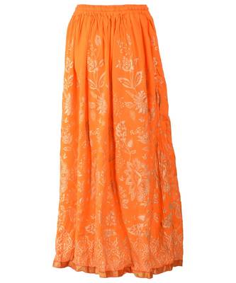 Orange printed rayon skirts 2