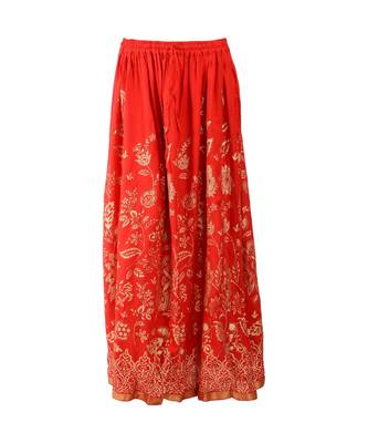 Red printed rayon skirts 1