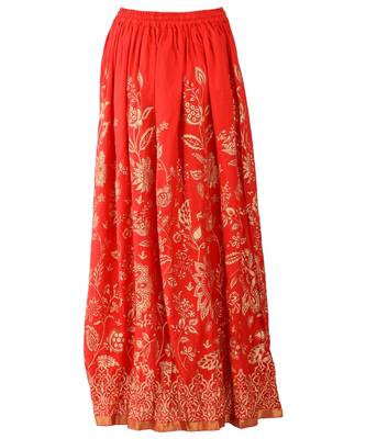 Red printed rayon skirts 2