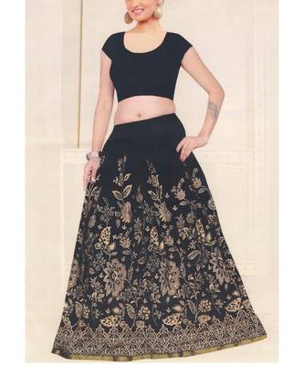 Black printed rayon skirts 1