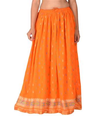 Orange woven rayon skirts 1