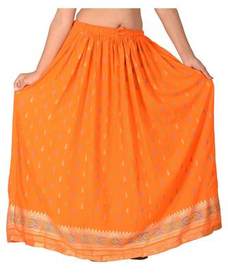 Orange woven rayon skirts 2