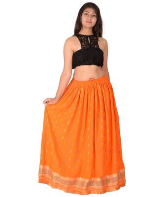 Orange woven rayon skirts 4