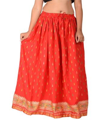 Red woven rayon skirts 1