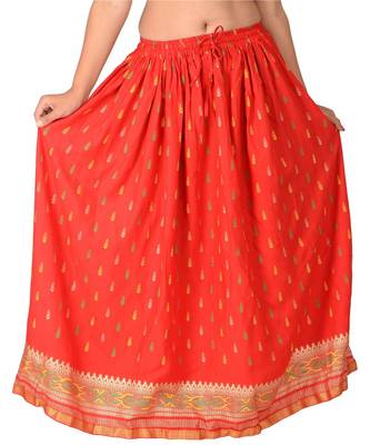 Red woven rayon skirts 2