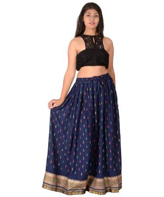 blue woven rayon skirts 4