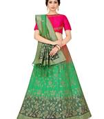 Multicolor Zari Woven Polyester Semi Stitched Lehenga
