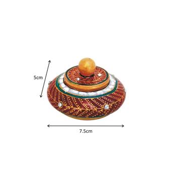 Marble Hand Painted Sindoor Dani With Kundans 2