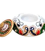 Marble Beautiful Peacock Motif Sindoor Dani