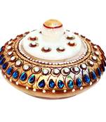 Sindoor Dani In Marble Embellished With Rich Blue Kundans